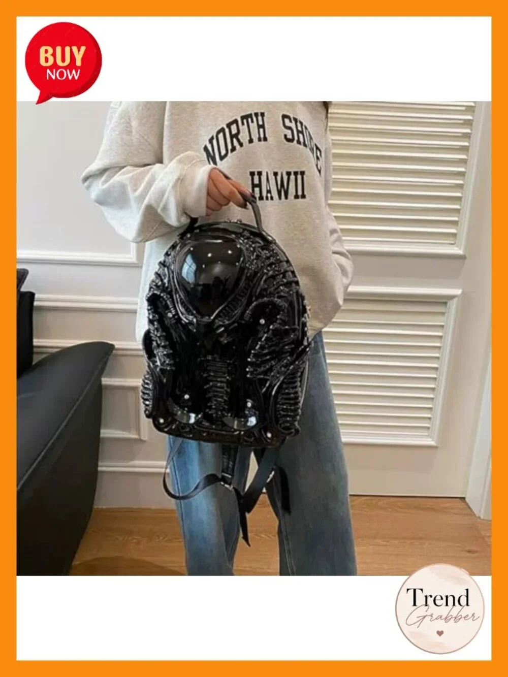 Goth Alien Backpack PVC Y2K Xenomorph Purse